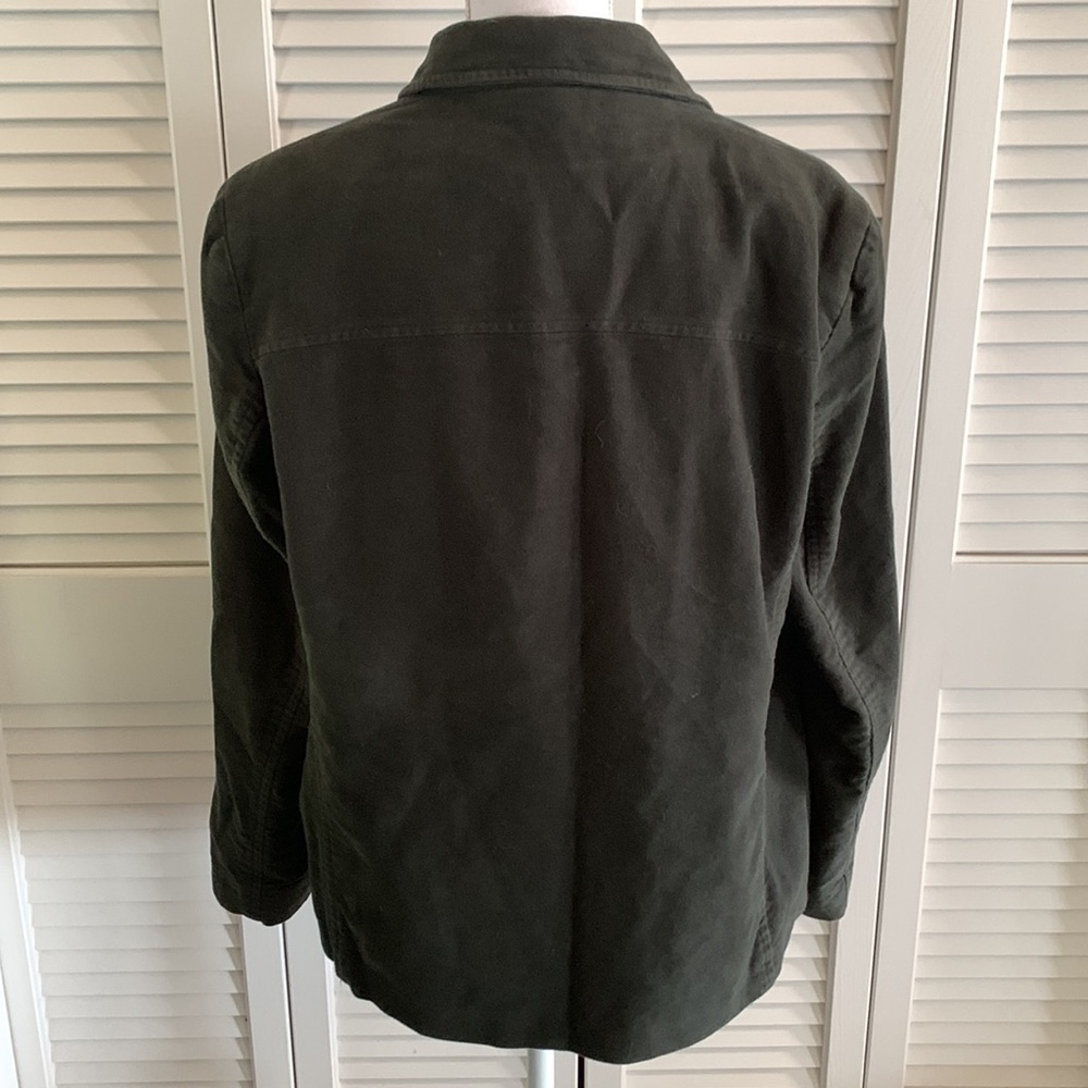 GAP Moss Green Velvet Blazer Women’s Button Front Jacket Fully Lined Size Large - Picture 4 of 8
